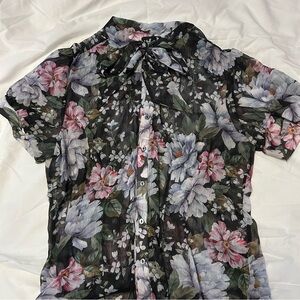 Hell Bunny floral blouse with bow